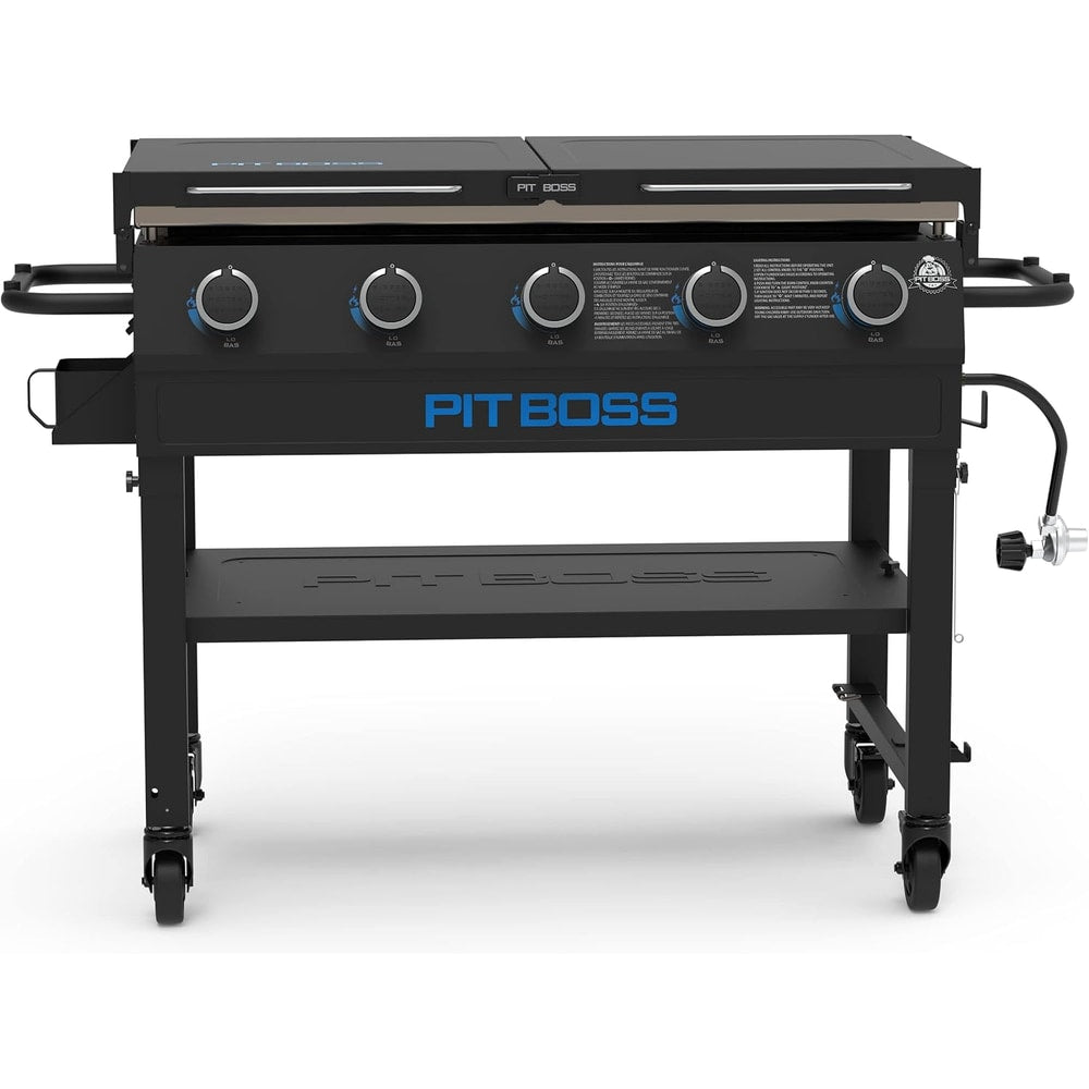 Pit Boss 11004 5-Burner with Folding Shelves Griddle, Black