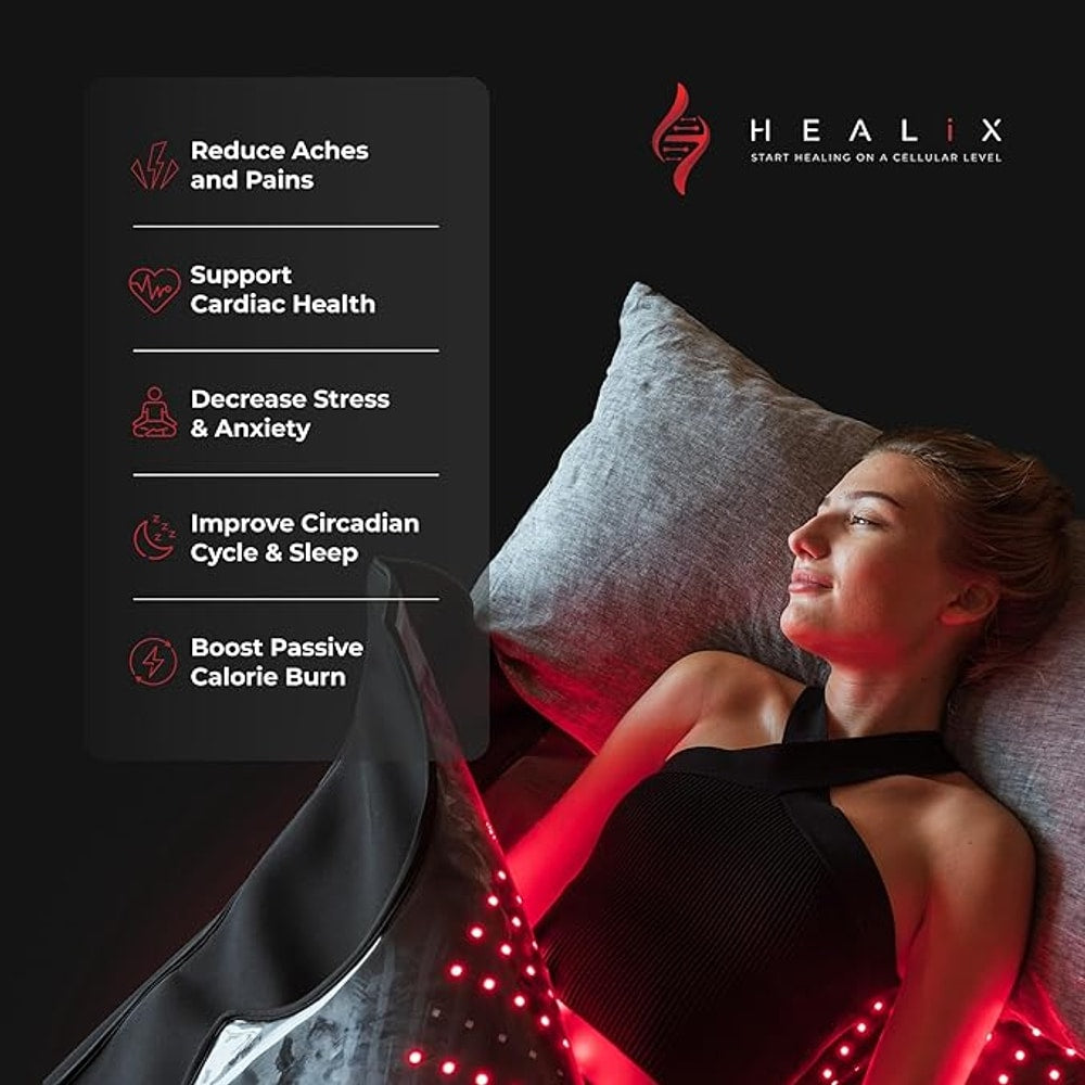 Healix Infrared Sauna Blanket Zero EMF – Portable Home Sauna Blanket for Relaxation & Wellness | Far Infrared Heating, VOC-Free, Adjustable Temp (77–176°F), Carbon Fiber Heating, Hook-and-Loop Closure