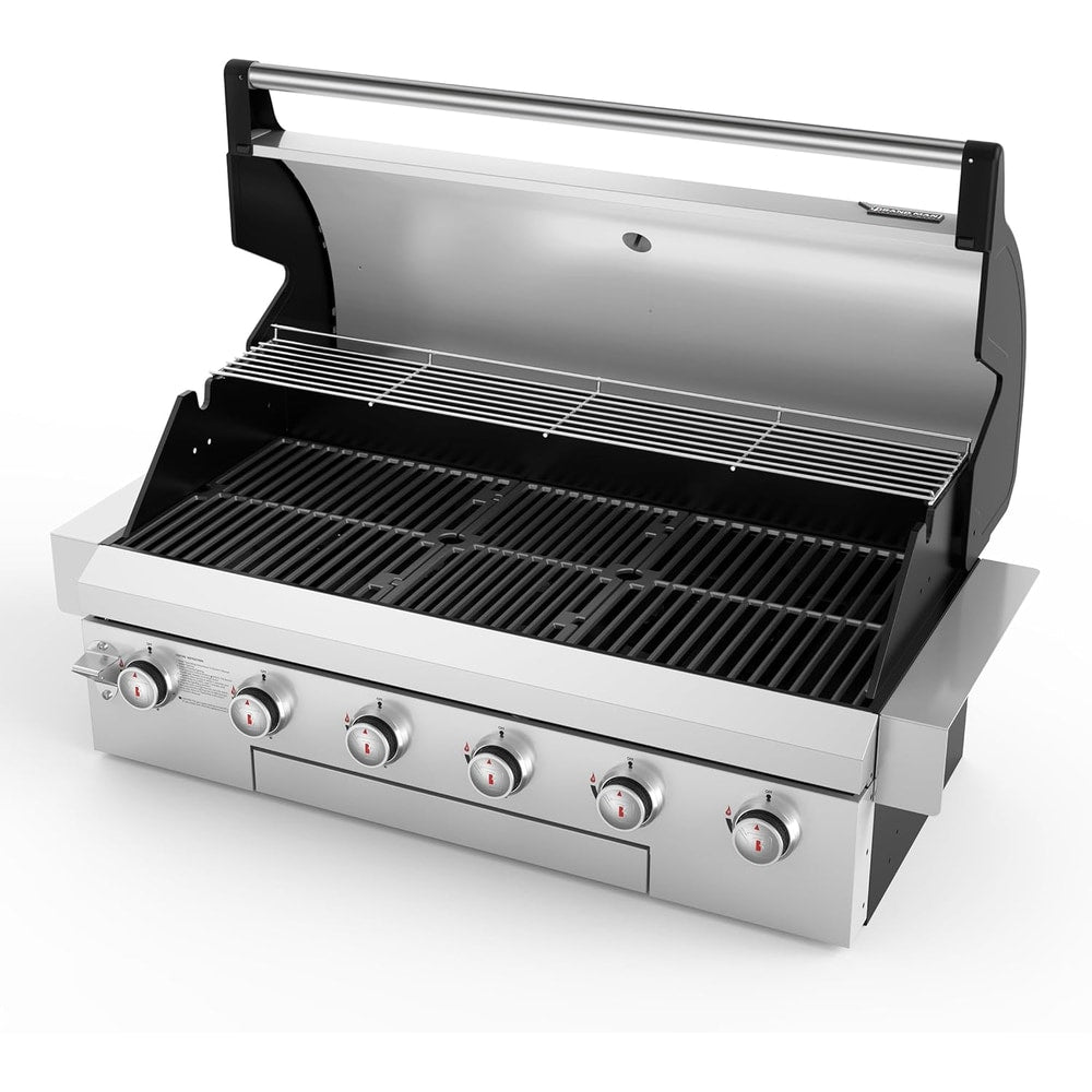 Brand-Man Propane Gas Grill, 40-Inch 6-Burner Built-In Head BBQ Island Outdoor Kitchen, Natural Gas Convertible, Heavy Duty 304 Stainless Steel, 60,000BTUs