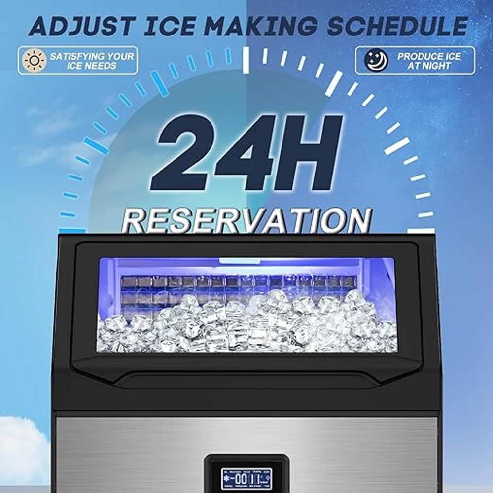 Commercial Ice Maker Machine 250LBS/24H with 75LBS Storage Bin, Stainless Steel Undercounter/Freestanding Ice Maker Machine for Home Bar Outdoor, 80PCS Ice Cubes Ice Machine, Self Cleaning