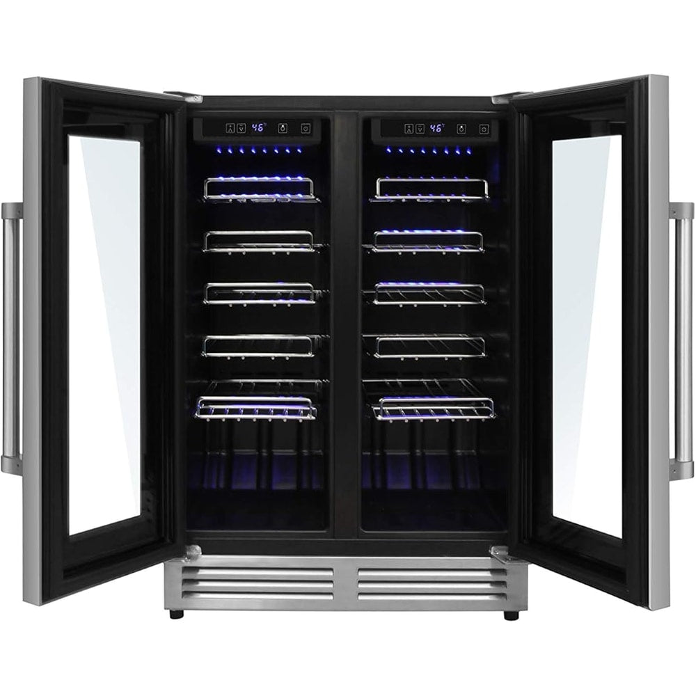 THOR Kitchen Freestanding/Under-Counter 24-Inch Dual Zone Wine Cooler in Stainless Steel - Model TWC2402