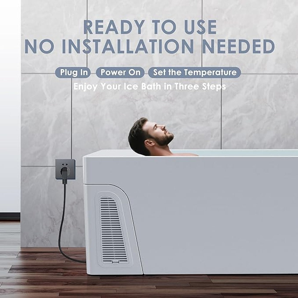 Deeptime Smart Cold Plunge Tub with Basin, Built-in Chiller (Down to 38 °F) – Smartphone Controlled, Whisper-Quiet, Spacious Design for Full-Body Recovery & Cold Therapy,White