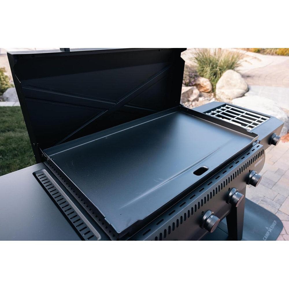 Camp Chef Gridiron Pro- 36" Outdoor Griddle Grill with Side Burner, Flamethrower Ignition & Hinged Lid- Premium 36" Flat Top Grill for Outdoor Cooking