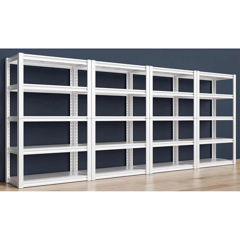 Raybee Garage Shelving Heavy Duty 2000LBS Storage Shelves 5 Tier Metal Shelving Unit White Metal Shelves Pantry Shelf for Kitchen Closet Basement Warehouse 4 Pack