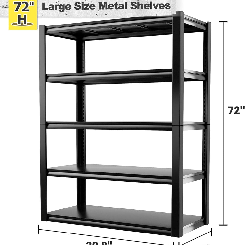 REIBII Garage Shelving Heavy Duty Storage Shelves, Extra Large Adjustable Storage Rack with 5 Tier Metal Shelving Unit, 2500LBS Loads Heavy Duty Shelf, Easy Assembly, 4 Pack