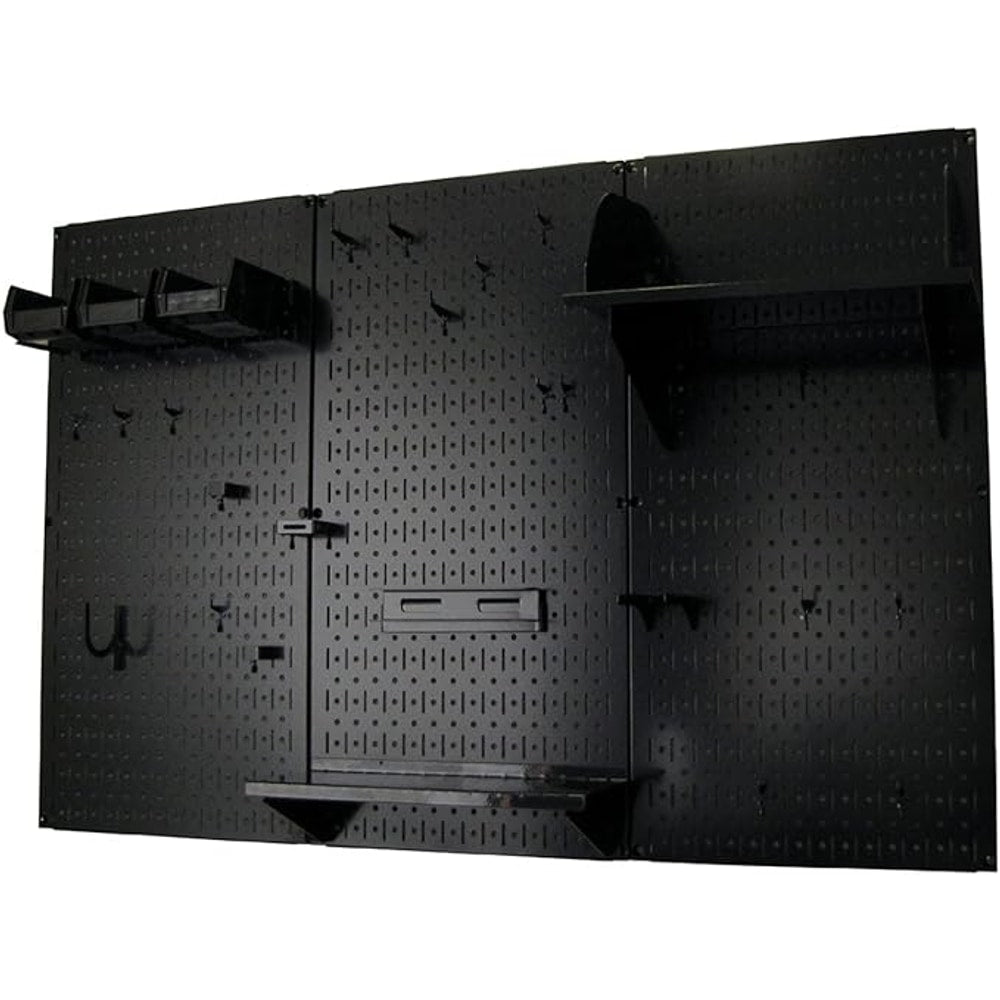 Wall Control Pegboard Organizer 4 ft. Metal Pegboard Standard Tool Storage Kit with Black Toolboard and Black Accessories
