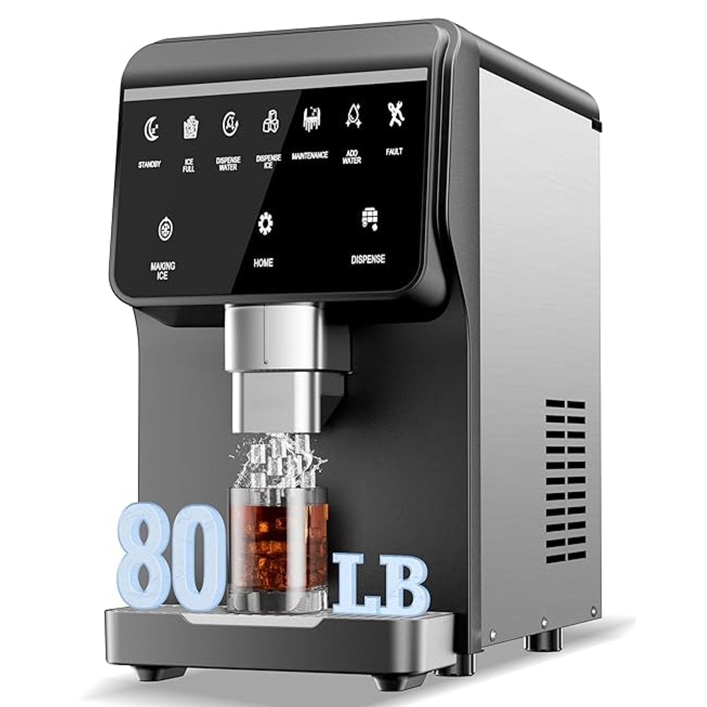 Nugget Ice Maker Machine 80LB/24H, Ice Makers Countertop 6 LB Ice Storage, Chewable Pellet, Ice Water, Self-Cleaning Function for Home/Office/Party/RV