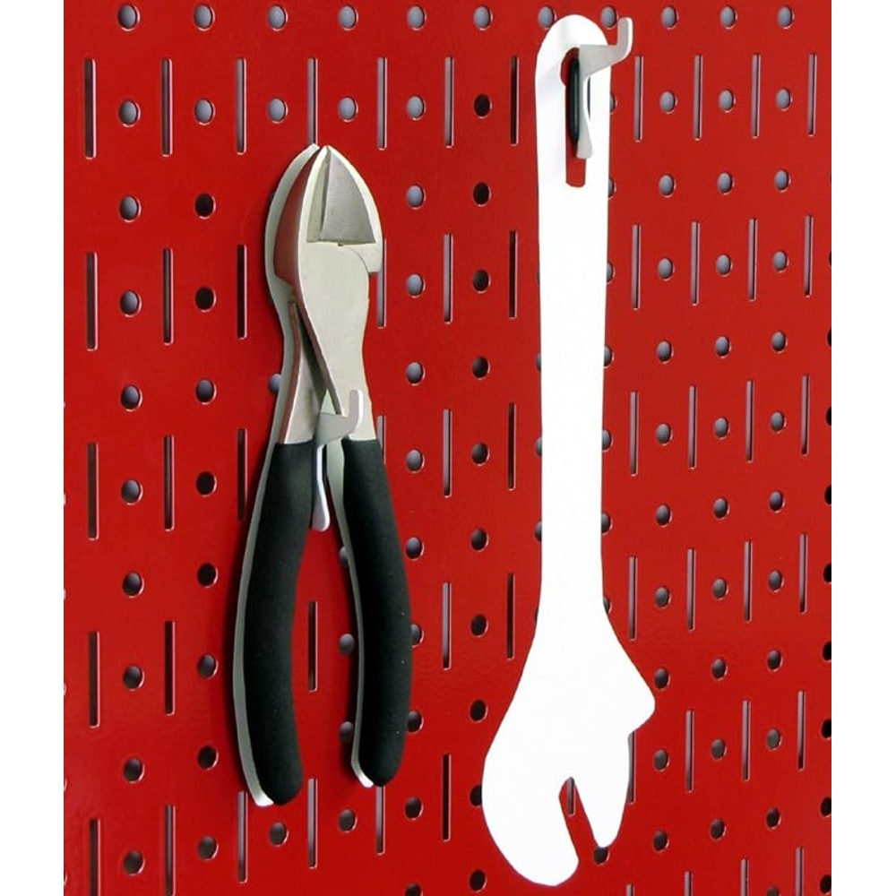 Wall Control 4 ft Metal Pegboard Standard Tool Storage Kit with Red Toolboard and White Accessories