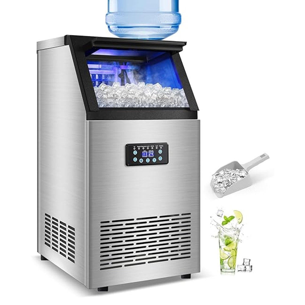 Commercial Ice Maker Machine 120LBS/24H with 30LBS Storage Bin, 15" Wide Undercounter/Freestanding Ice Maker Machine for Home Bar Outdoor, 40PCS Ice Cubes Ice Machine, Self Cleaning
