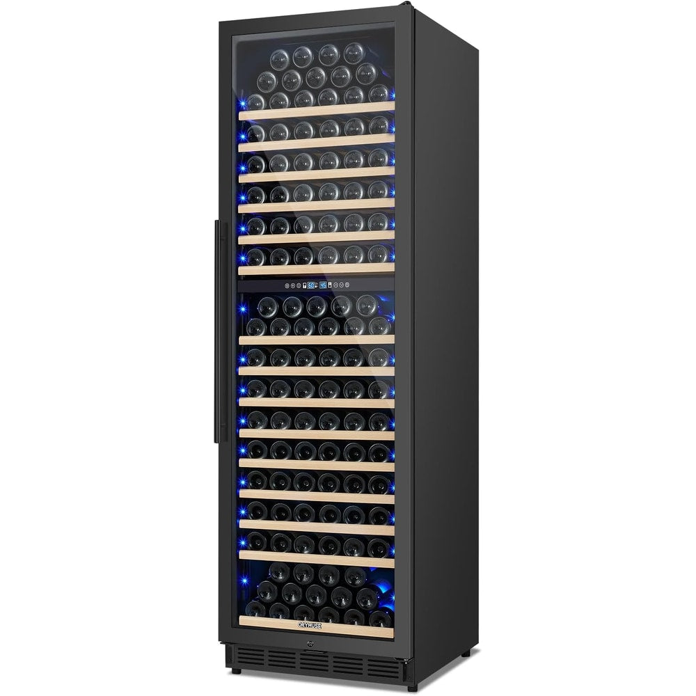 200 Bottle Dual Zone Wine Fridge – 24 Inch Large Capacity Wine Cooler Refrigerator Freestanding/Built-In with Upgraded Compressor, Low-Noise Wine Cellar & Intelligent Temperature Control - Black