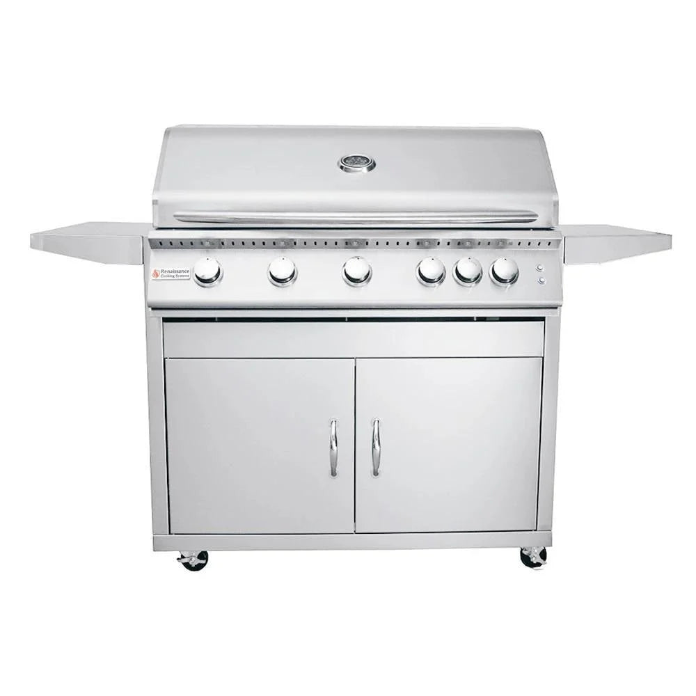 Premier Series 40-Inch 5-Burner Natural Gas Grill with Rear Infrared Burner & Grill Lights - RJC40ALCK