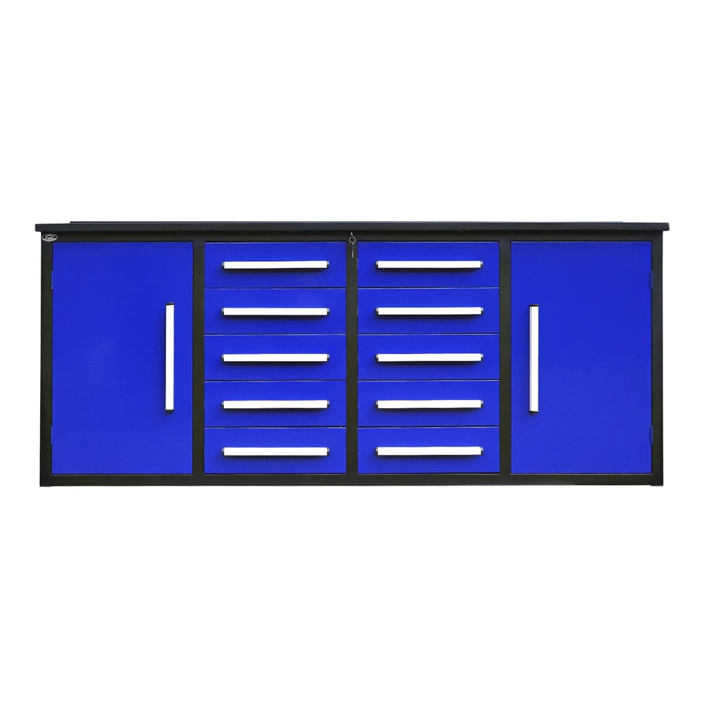 7ft Heavy Duty Workbench with 10 Drawers & 2 Cabinets