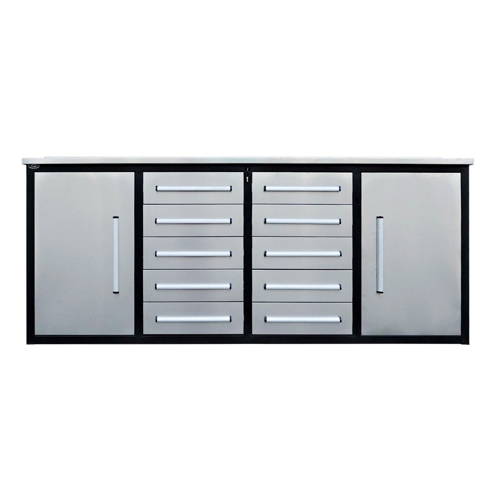 7ft Heavy Duty Workbench with 10 Drawers & 2 Cabinets