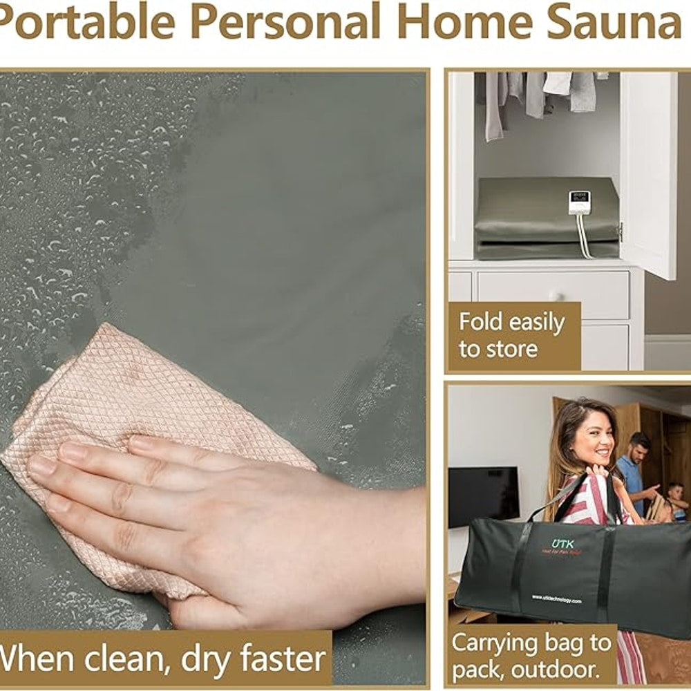 UTK Infrared Sauna Blanket, Portable Sauna for Home SPA, Fast Sweat & None Smell Infrared Sauna to Relax & Detox Your Body and Mind, (71"*71") Full-Size Home Sauna with 50 Plastic Wraps