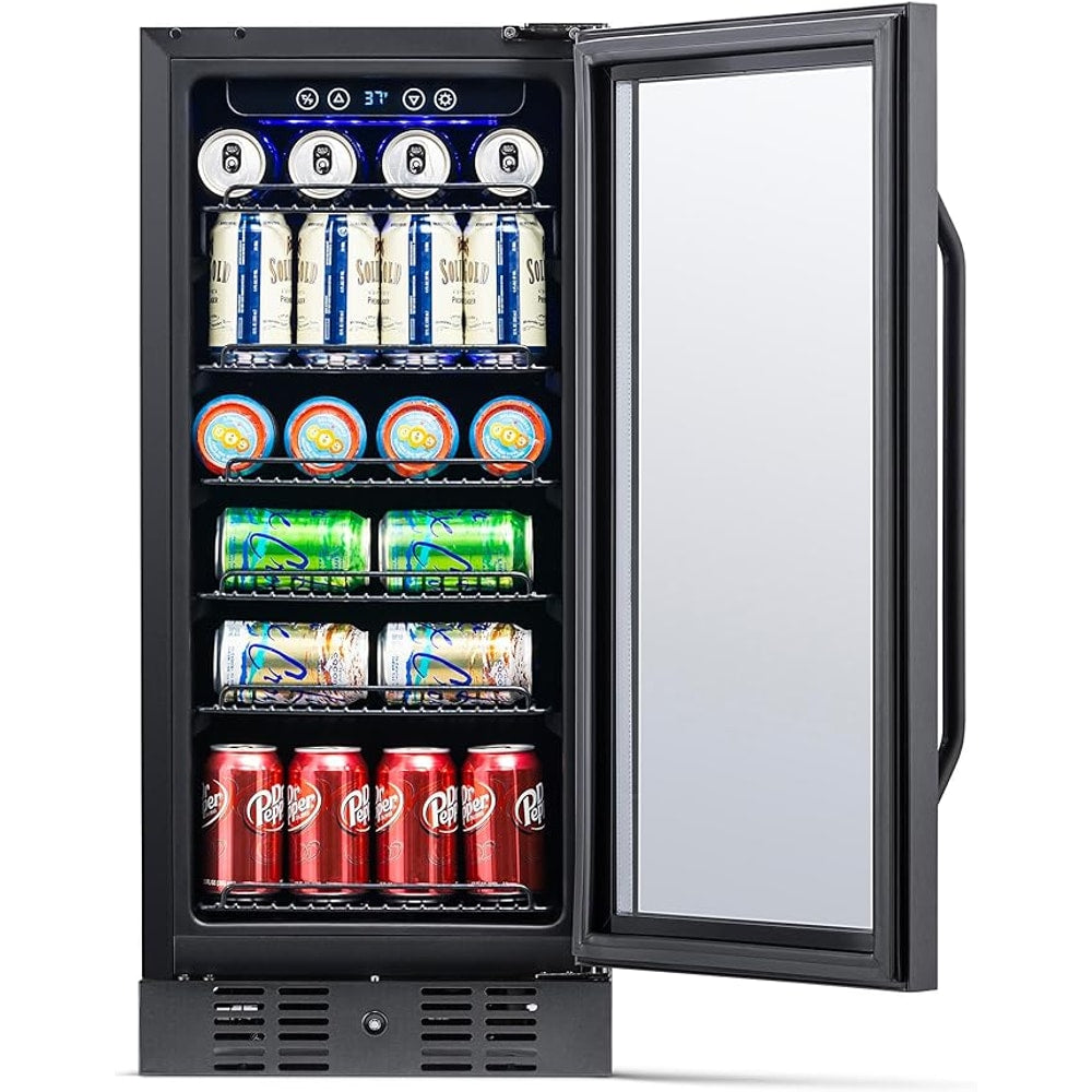 Newair 24" Wine and Beverage Refrigerator 20 Bottle and 70 Can Capacity, Built-in or Freestanding Cooler, Dual Zone Fridge in Stainless Steel with Splitshelf