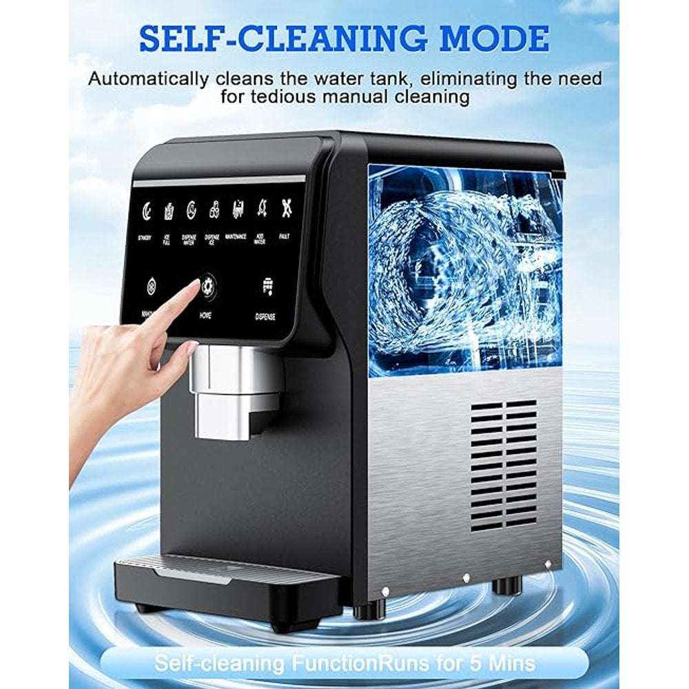 Nugget Ice Maker Machine 80LB/24H, Ice Makers Countertop 6 LB Ice Storage, Chewable Pellet, Ice Water, Self-Cleaning Function for Home/Office/Party/RV
