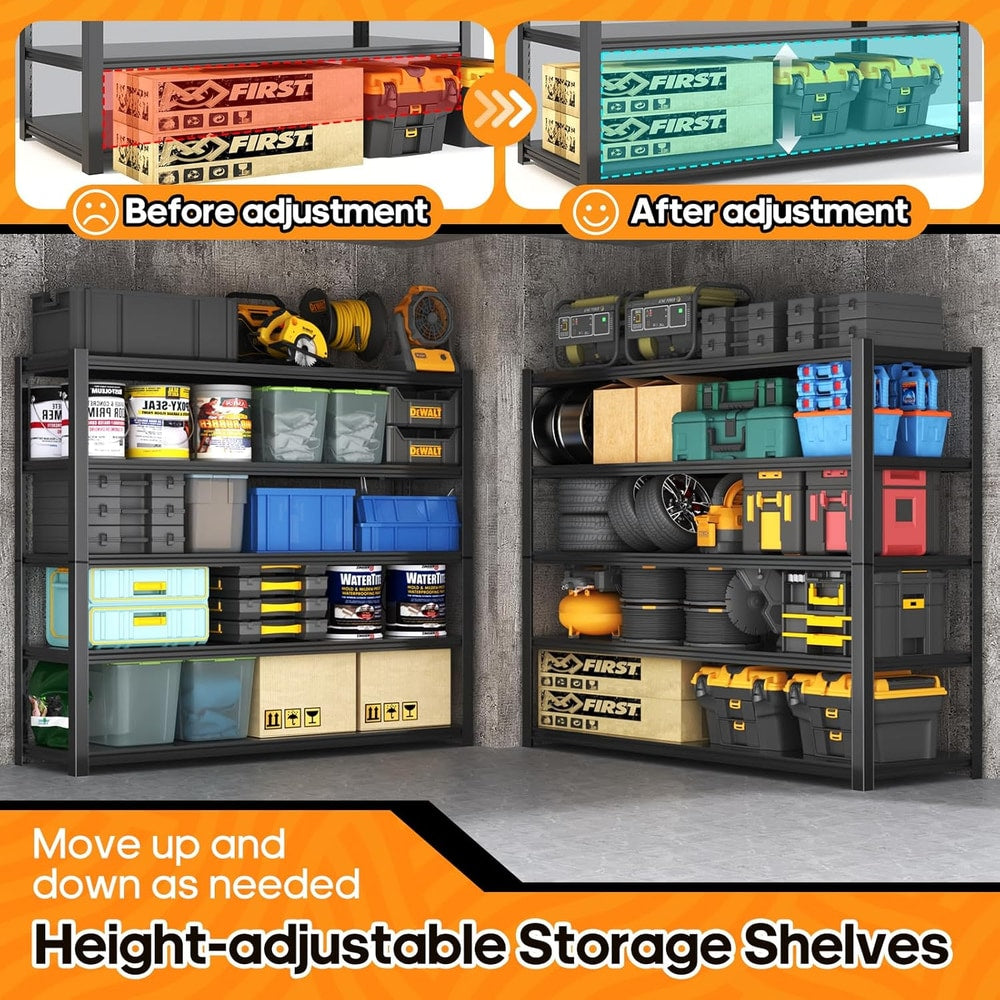 Garage Shelving Heavy Duty,5 Tier Adjustable Metal Shelving Storage Rack,Storage Shelves,48" Wx20 Dx72.2 H,Industrial Shelving Unit for Basement,Warehouse,Garage Organization.3 Pack