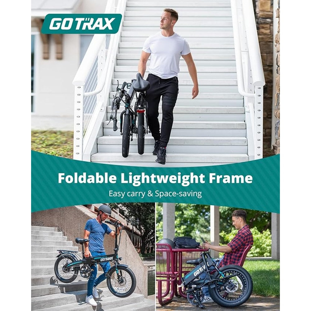 Gotrax 20" Folding Electric Bike with 40Miles (Pedal-assist1) by 48V Battery, 20Mph Power by Peak 500W, Adult Electric Bicycle with 5 Pedal-Assist Levels& LCD Display, Suitable for Commuting