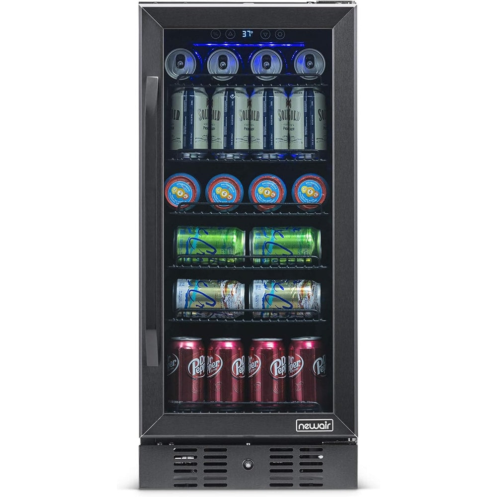Newair 24" Wine and Beverage Refrigerator 20 Bottle and 70 Can Capacity, Built-in or Freestanding Cooler, Dual Zone Fridge in Stainless Steel with Splitshelf