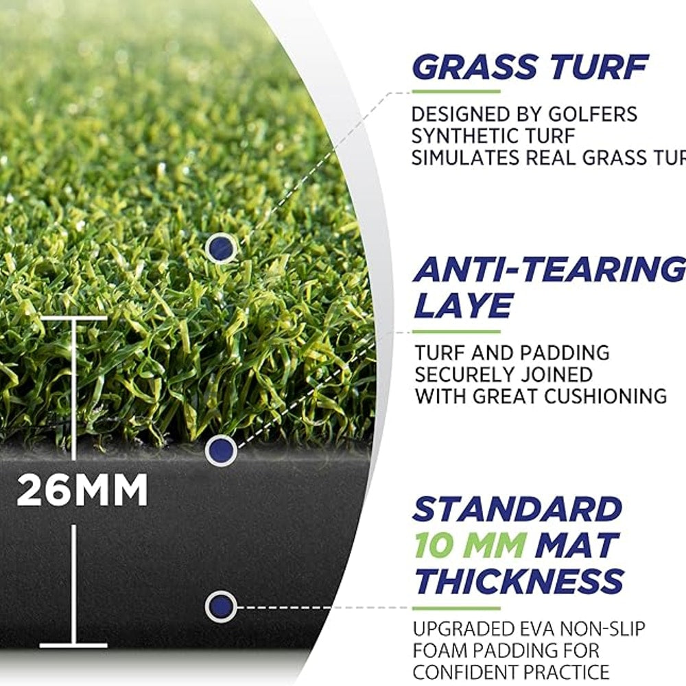 Golfguru Golf Mat, 5x4ft/5x5ft Dense Elite Golf Hitting Mats Practice with 10 Balls, 9 Tees, Heavy Duty Artificial Hitting Training Matt for Backyard Driving Chipping Indoor Outdoor Simulators