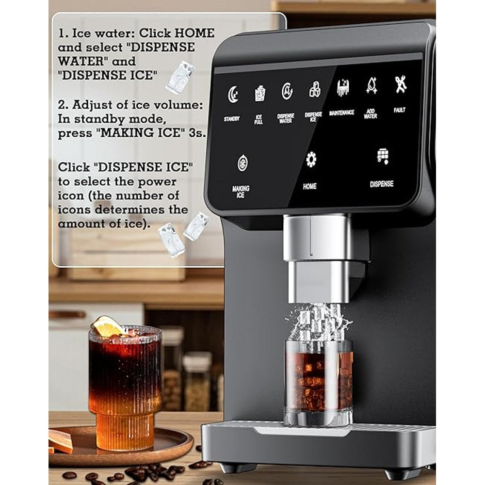 Nugget Ice Maker Machine 80LB/24H, Ice Makers Countertop 6 LB Ice Storage, Chewable Pellet, Ice Water, Self-Cleaning Function for Home/Office/Party/RV