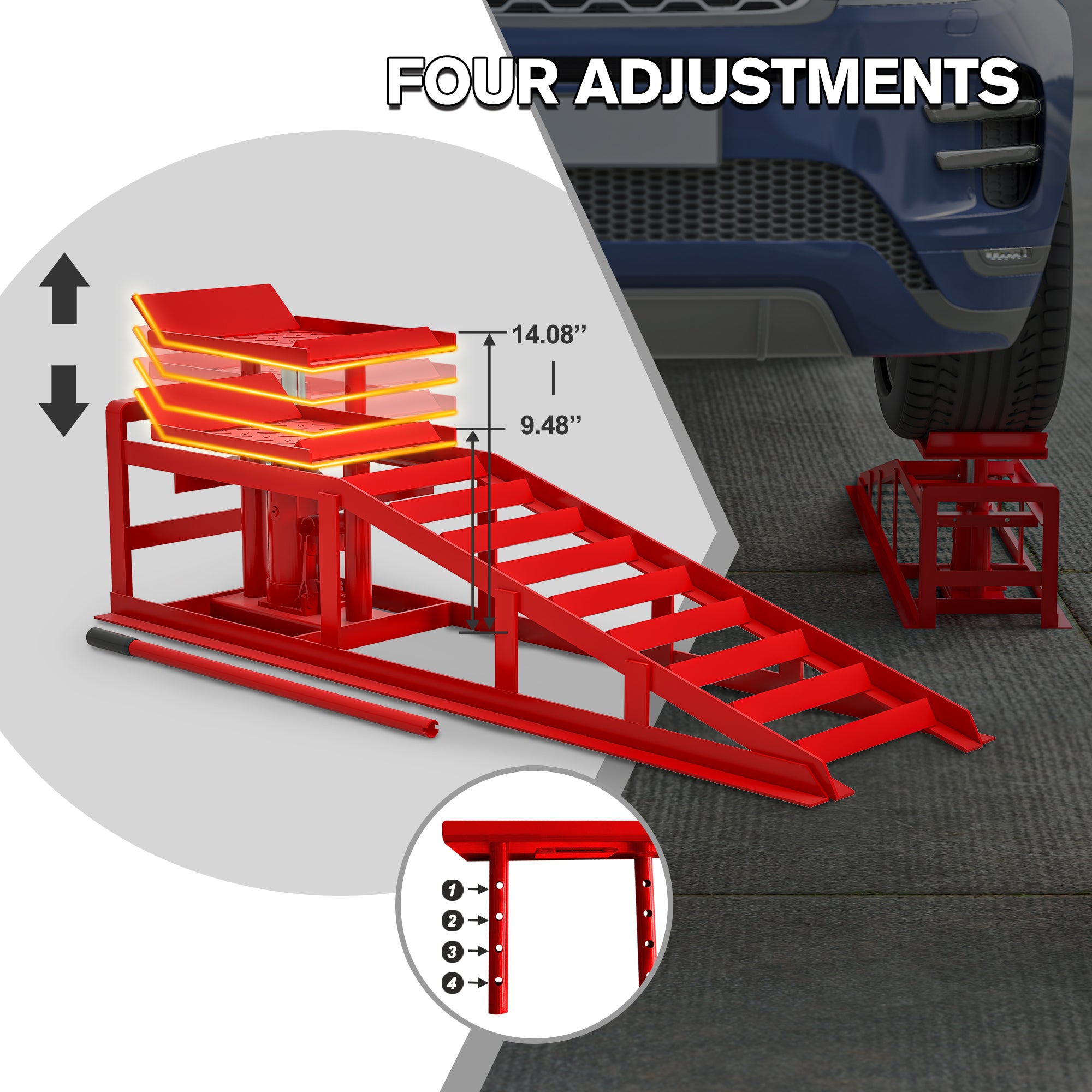 2 Pack Hydraulic Car Ramps 5T 11000Lbs Low Profile Car Lift Service Ramps Truck Trailer Garage,Height Hydraulic Vehicle Ramps