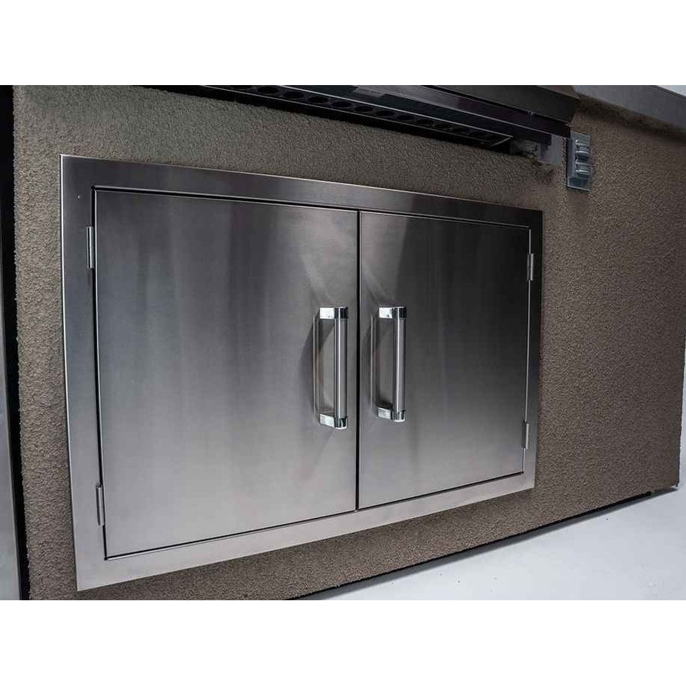 KoKoMo 7' Outdoor Kitchen Island with Grill – Built-In 32” Grill + Fridge