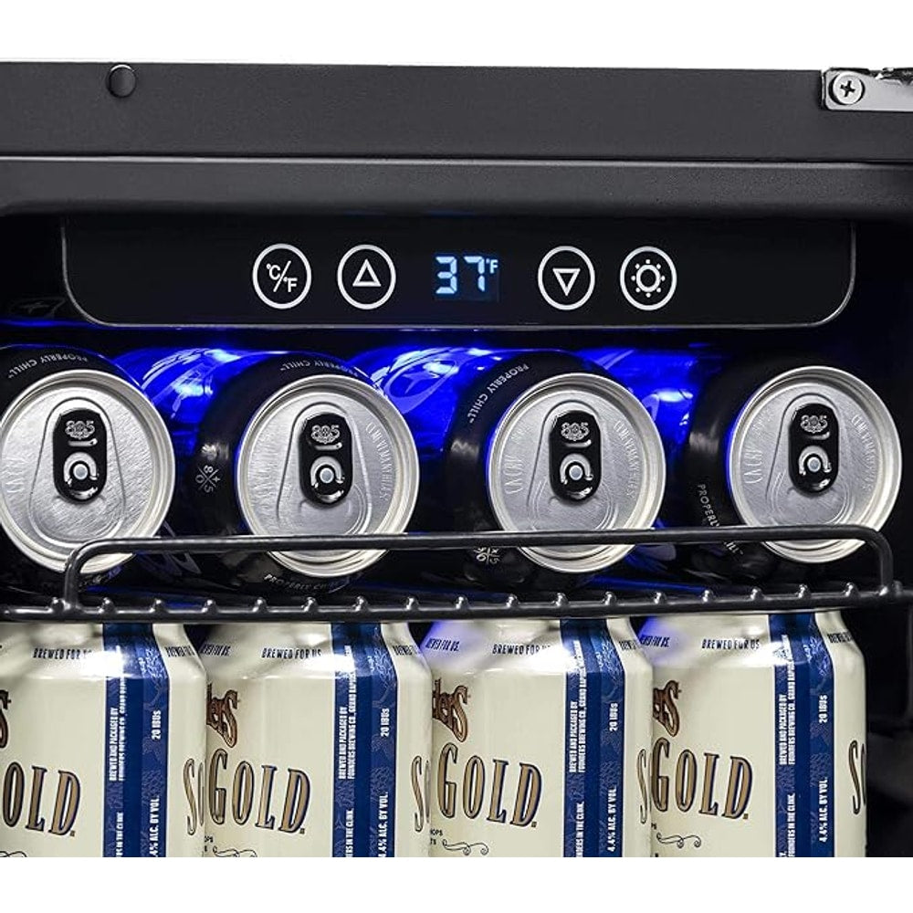 Newair 24" Wine and Beverage Refrigerator 20 Bottle and 70 Can Capacity, Built-in or Freestanding Cooler, Dual Zone Fridge in Stainless Steel with Splitshelf