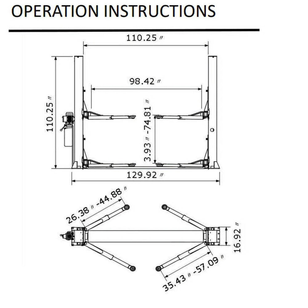 10000 Lb Capacity, Two Post Hydraulic Auto Car Lift, 220V | AGT-B1000