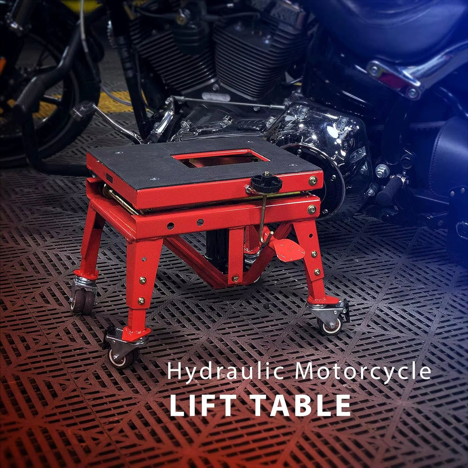 Steel Motorcycle ATV Scissor Lift Jack Crank Hoist Stand with Heavy Duty Hydraulic Motorcycle Lift Table Foot Operated ATV Dirt