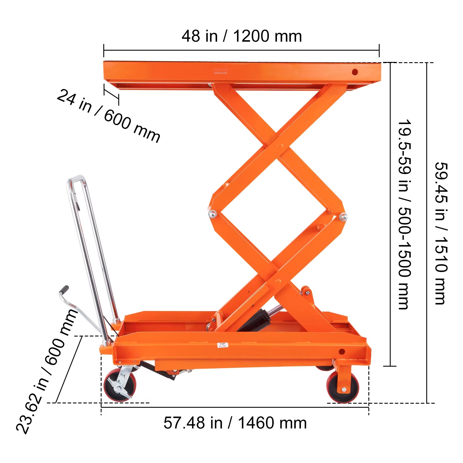 330/770/1760Lbs Lifting Platform Hydraulic Car Lift Table Cart Heavy Duty Double Shear Wheelbarrow for Repair Motorcycl