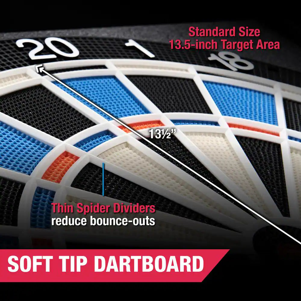 Elmhurst Electronic Dartboard Cabinet with Digital Scorekeeping and Soft Tip Dart Set