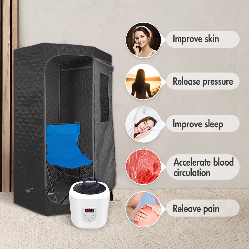 Blisspod | Portable | Personal Full Body 60 Min Rapid Steam Sauna | Pentagonal | Grey | Powerful 1600 Watts | 3.6L Stronger Steamer | 90X90X190cm
