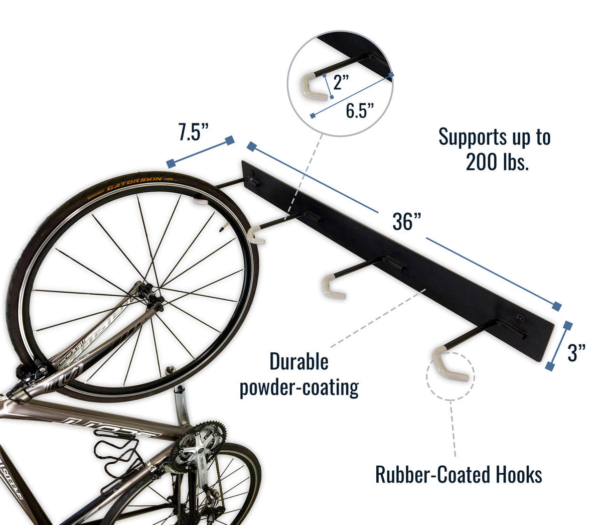 Blackstone Wall Mounted Bike Storage Rack | 8 Bikes | Black