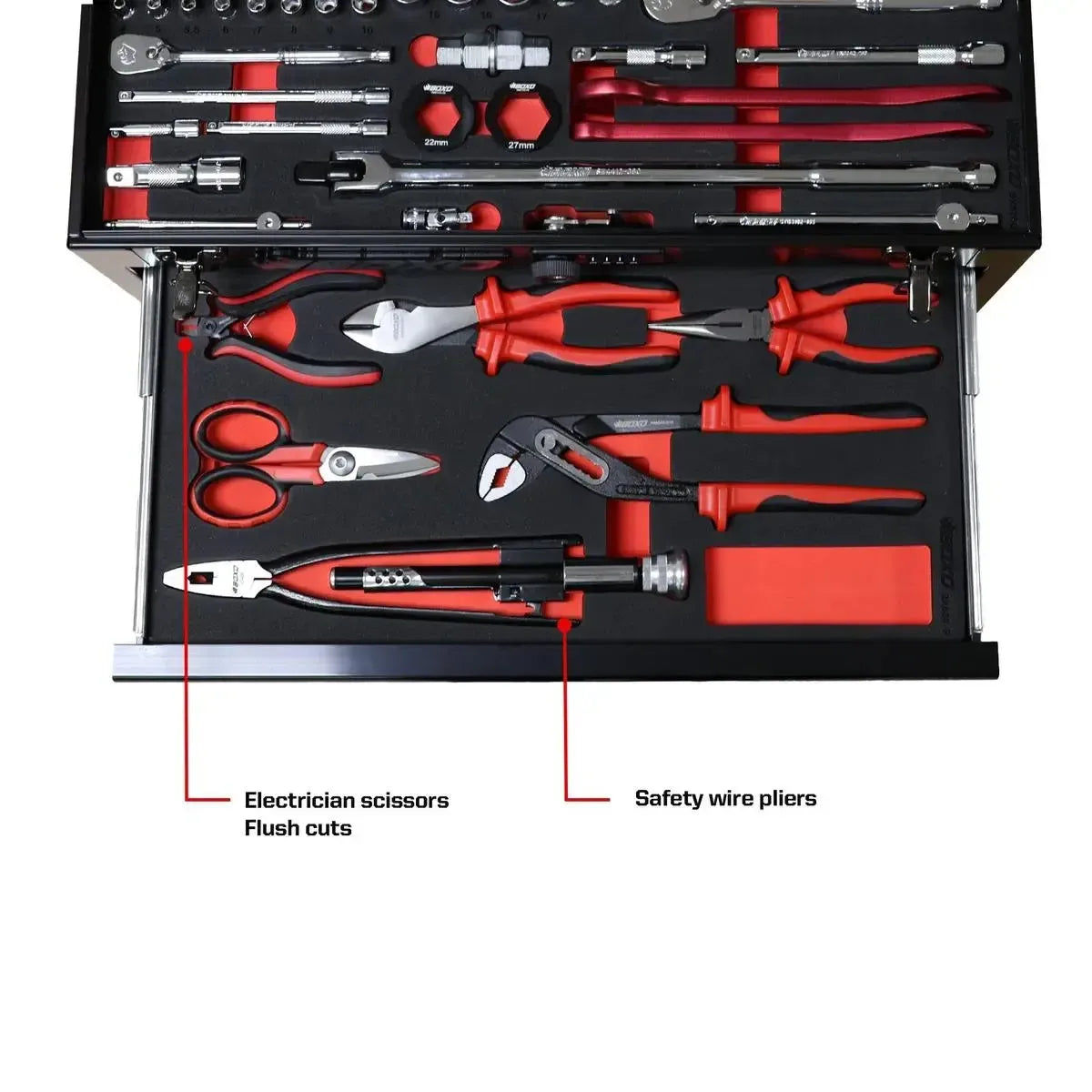 MotoBox | Ricky Carmichael 3-Drawer Portable Tool Box with 103-Piece Metric Motorcycle Tool Set