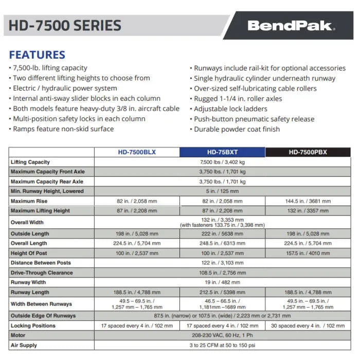 BendPak HD-7500PBX Vehicle & Boat Storage Lift 144" Rise
