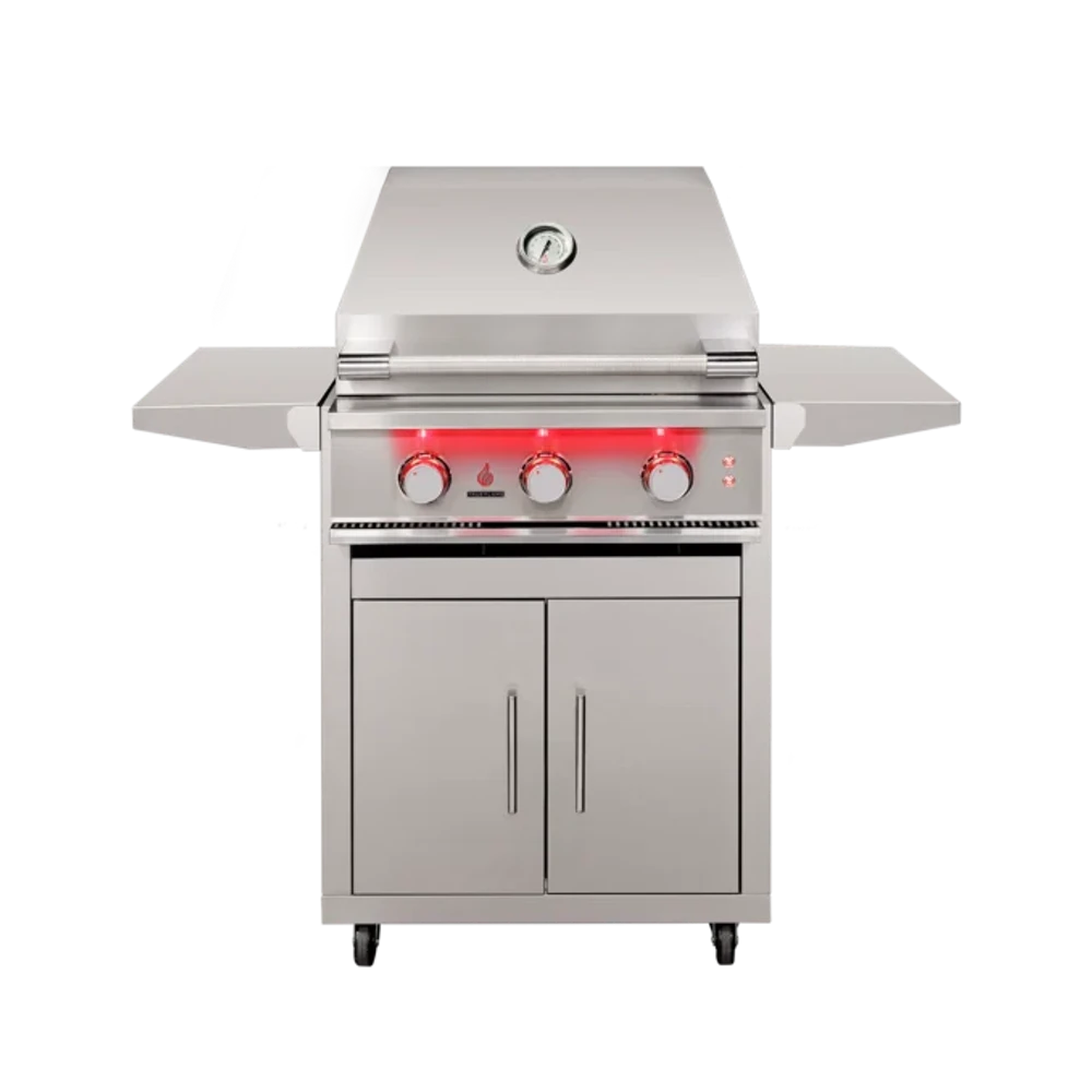 TrueFlame 25-Inch 3-Burner Freestanding Gas Grill with Grill Lights