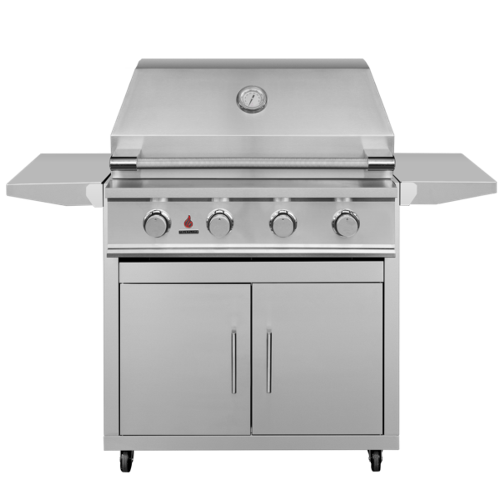 TrueFlame E-Series 32-Inch 4-Burner Gas Grill on Double Door Cart