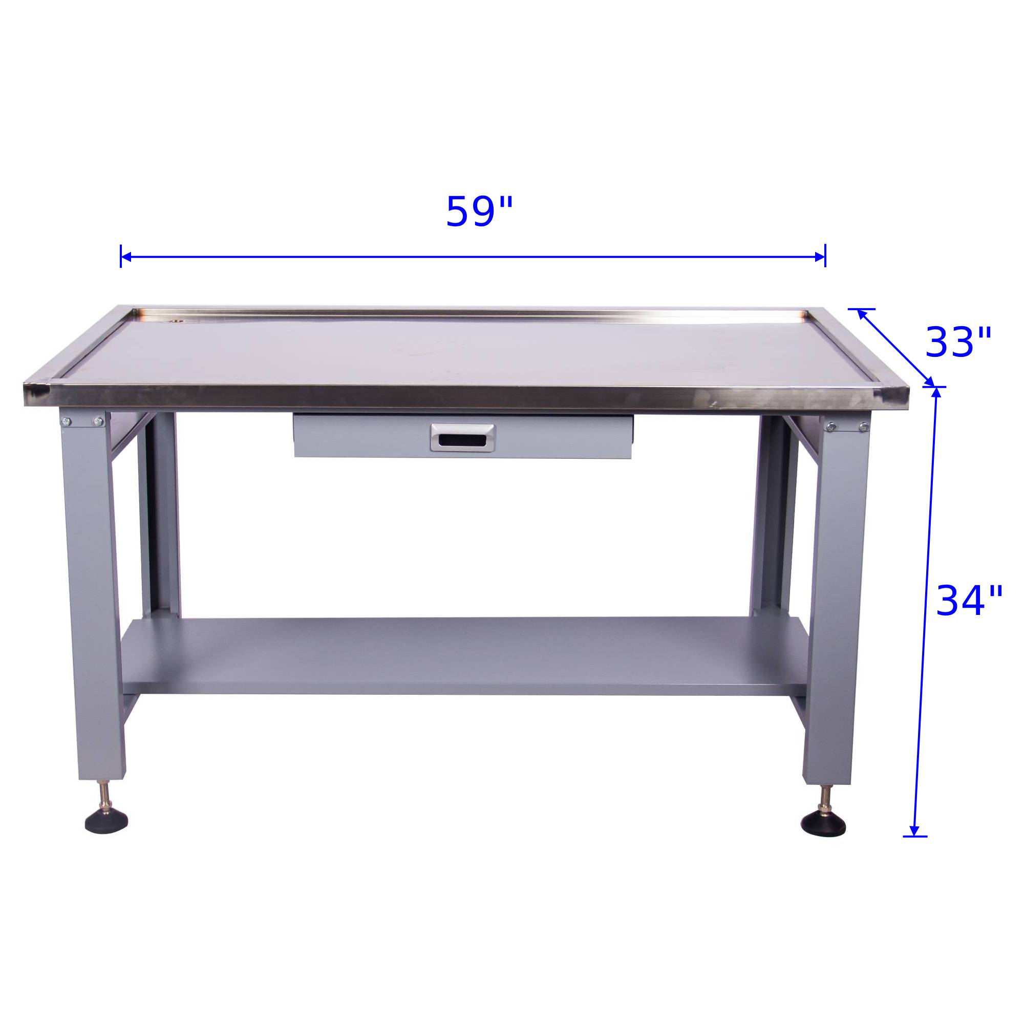 59 inch Large Heavy Duty Machine Teardown Table with Drain Hole