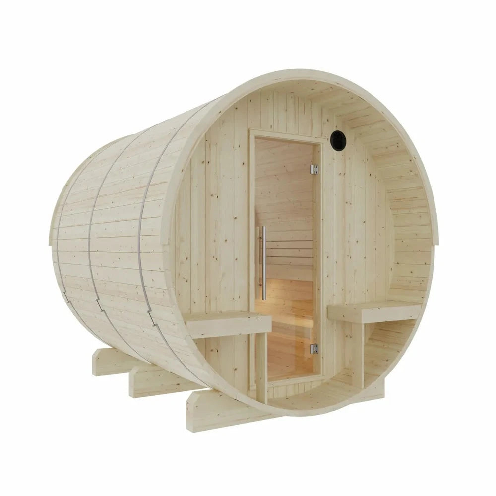 Helsinki Finnish Barrel Sauna with Terrace and WiFi Heater - Finnish Sauna Builders