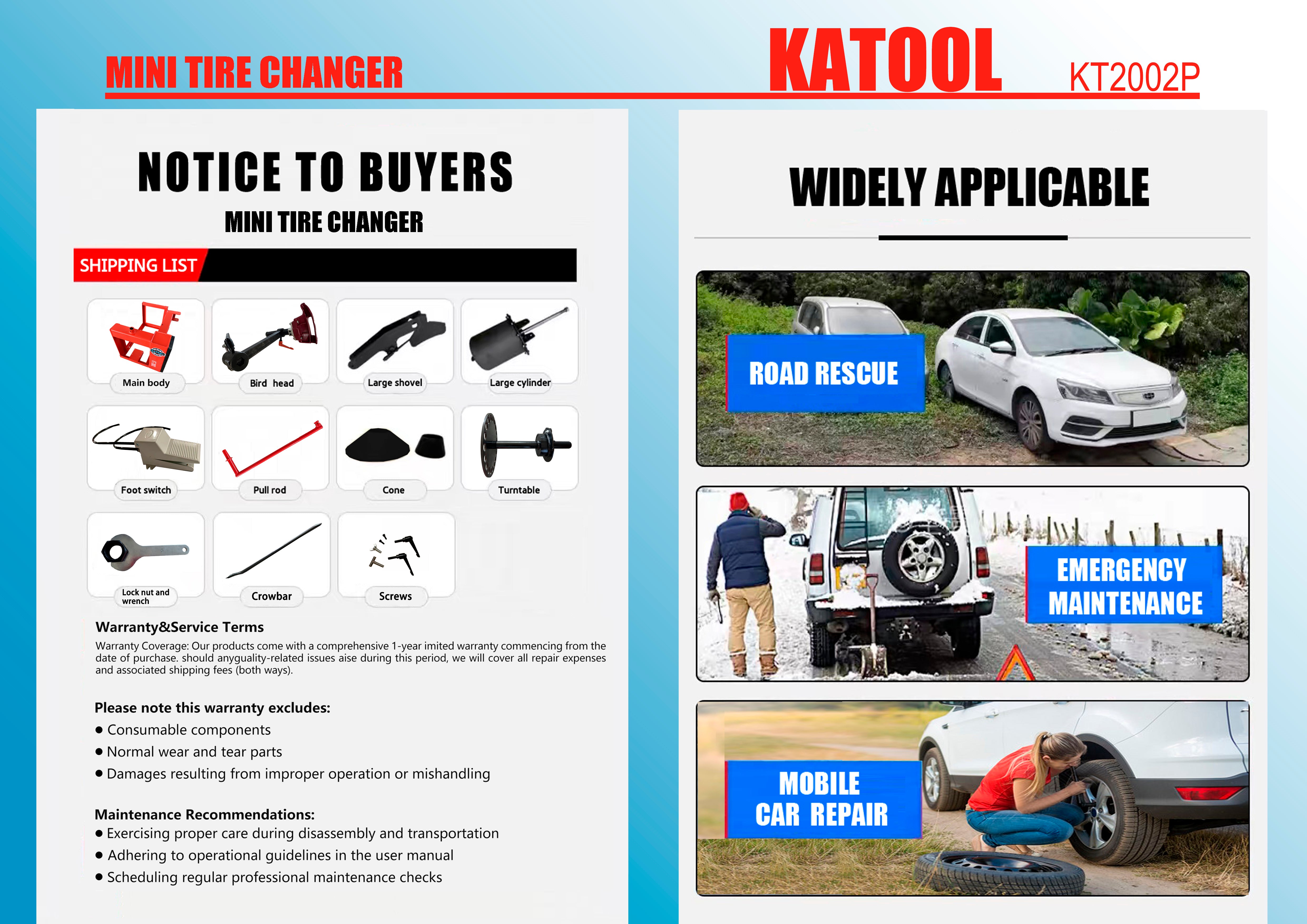 Katool KT-2002 Manual Tire Changer Tire Machine
