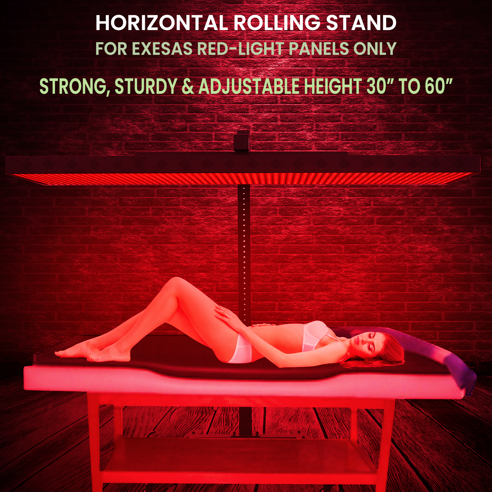Horizontal Rolling Stand for EXESAS Red Light Therapy Panels, Compatible only with EXESAS Panels. (Stand Only, Panel Sold Separately)