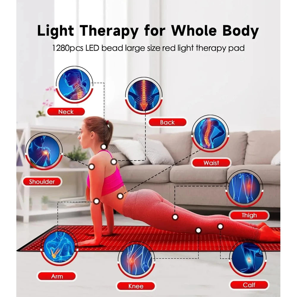 Red Light Therapy Mat - 1280 LEDs Full Body Blanket 660nm 850nm