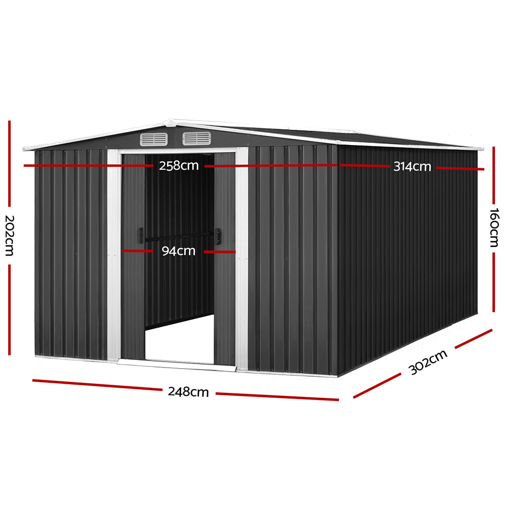 NNEDSZ Garden Shed Outdoor Storage Sheds Tool Workshop 2.58X3.14X2.02M with Base
