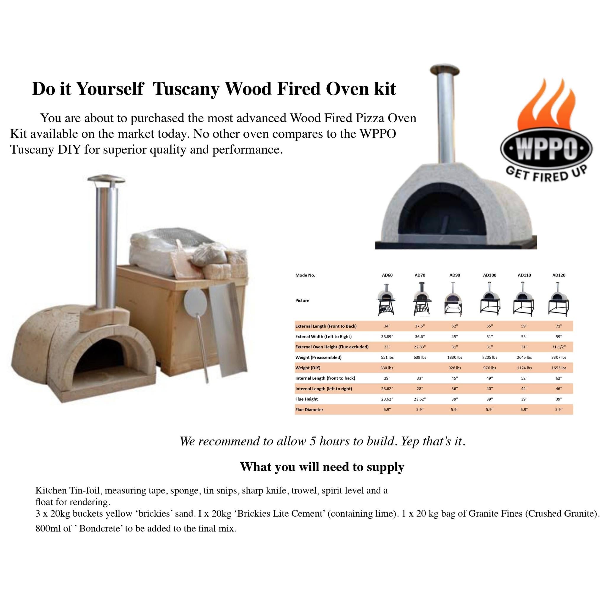 Tuscany Wood-Fired Oven AD70 (38D x 37W x 23H)