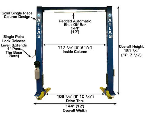 Atlas OHX-10X Extra Wide Extra Tall Two Post Lift