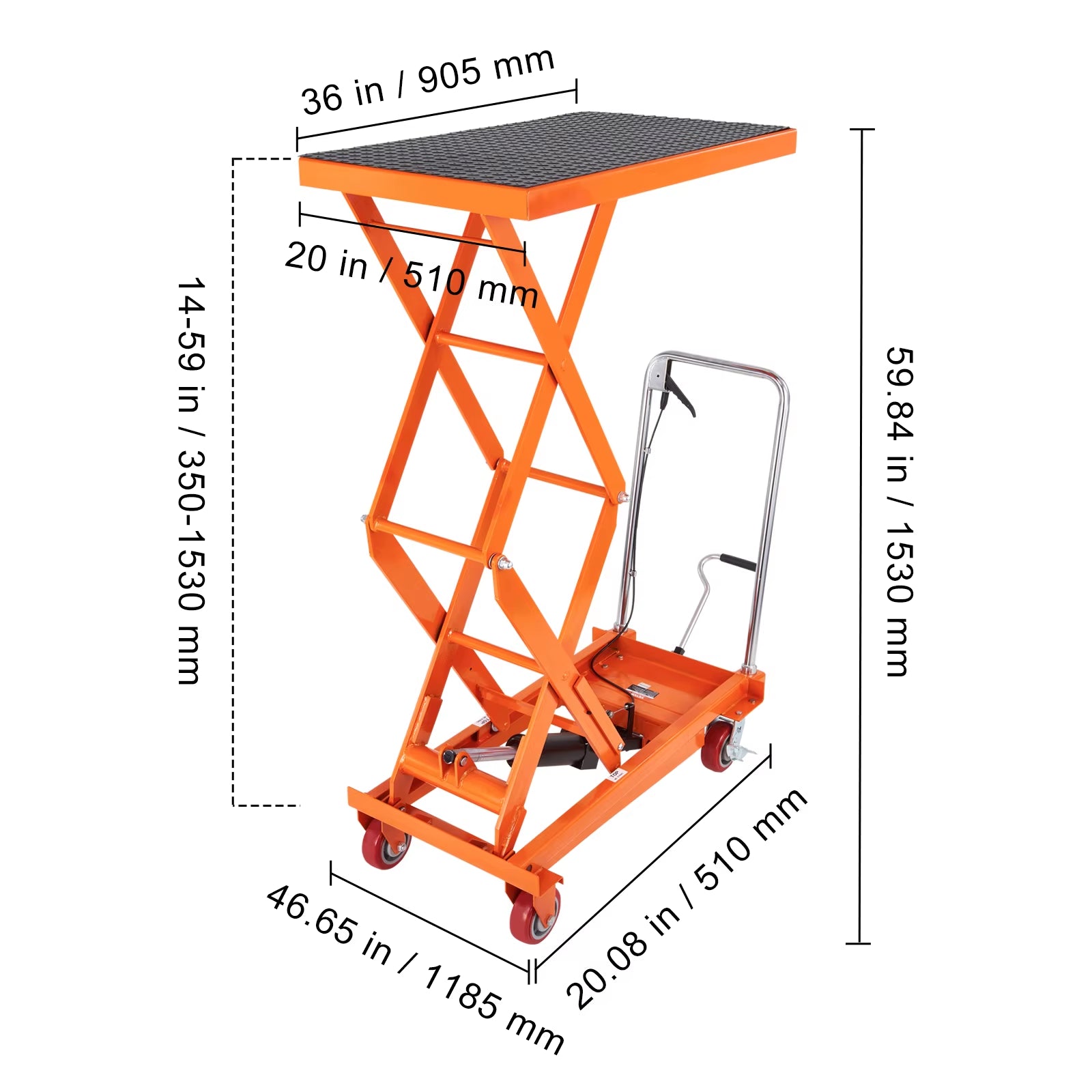 330/770/1760Lbs Lifting Platform Hydraulic Car Lift Table Cart Heavy Duty Double Shear Wheelbarrow for Repair Motorcycl