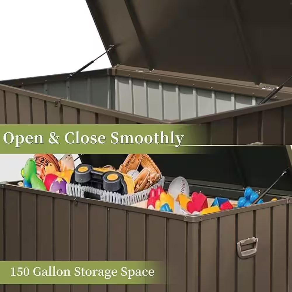 100 Gal. Dark Brown Outdoor Storage Deck Box Waterproof, Large Patio Storage Bin