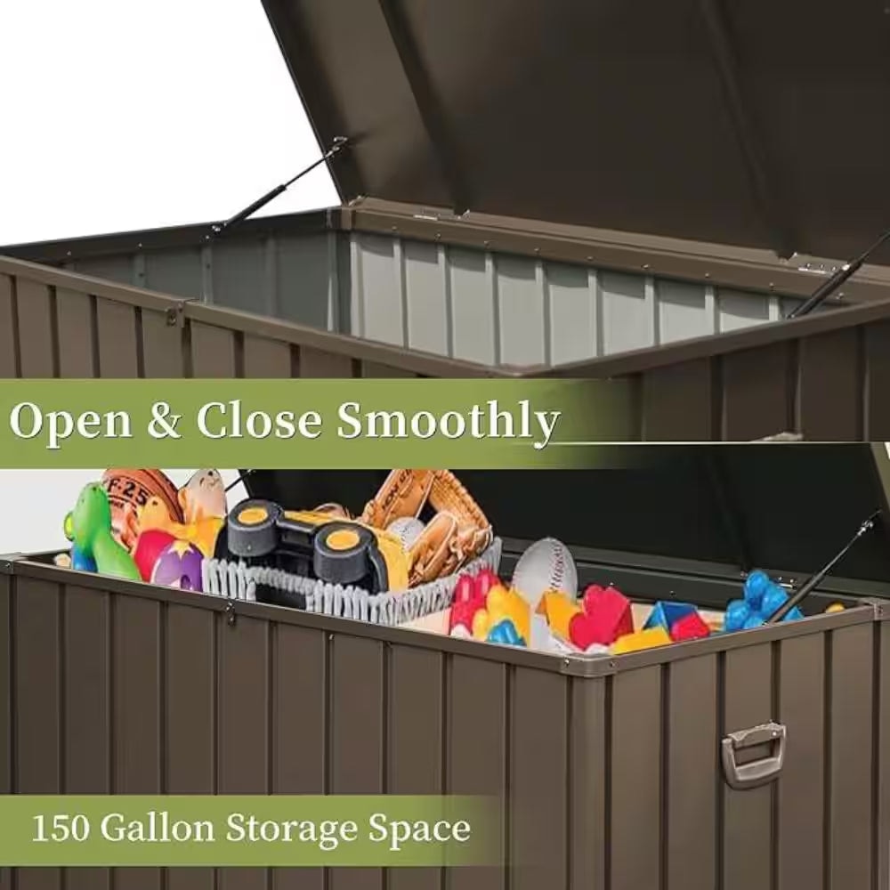 100 Gal. Dark Brown Outdoor Storage Deck Box Waterproof, Large Patio Storage Bin