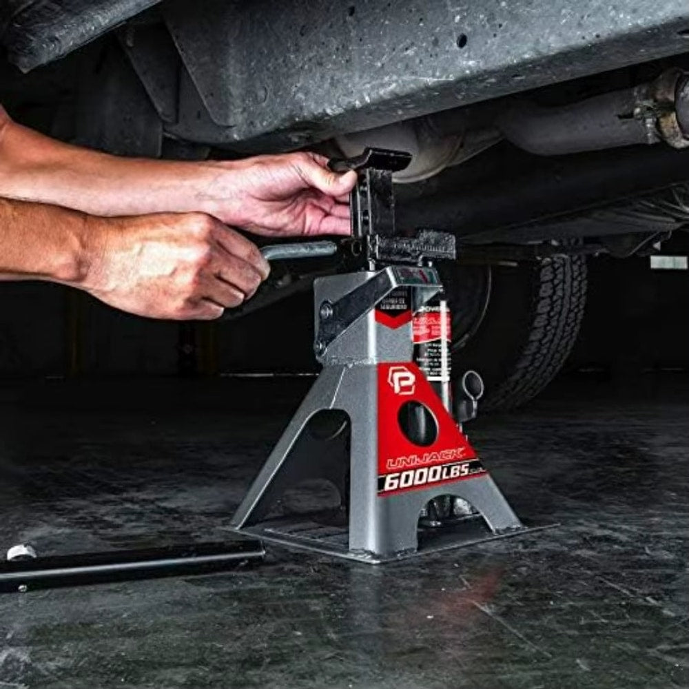 3 Ton, Bottle Jack and Jack Stands in One, 6000 Pound Capacity, All-In-One Car Lift, Heavy Duty Vehicle Unijack, Wide Base, 6204